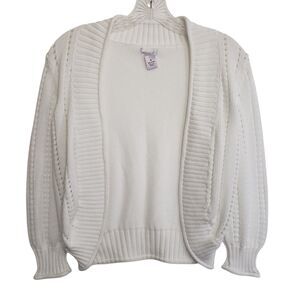 Women's Small White Long Sleeve 100% Cotton Cardigan, Great Condition